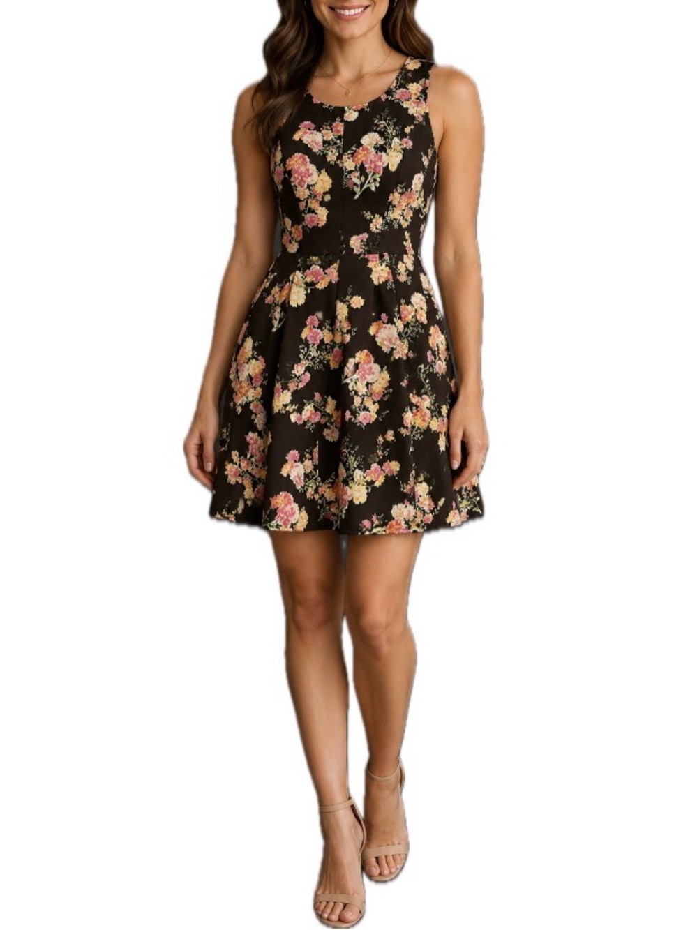 Candie’s black floral fit and flare dress size L